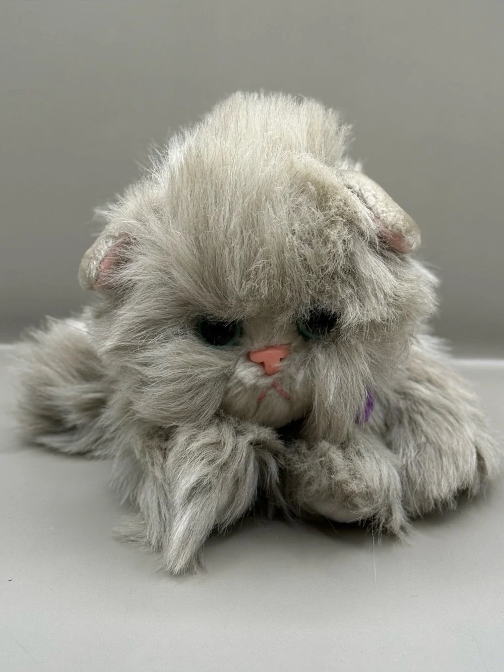 Vtg Tyco Kitty Kitty Kittens Gray Persian Stuffed Animal Plush Purring Cat